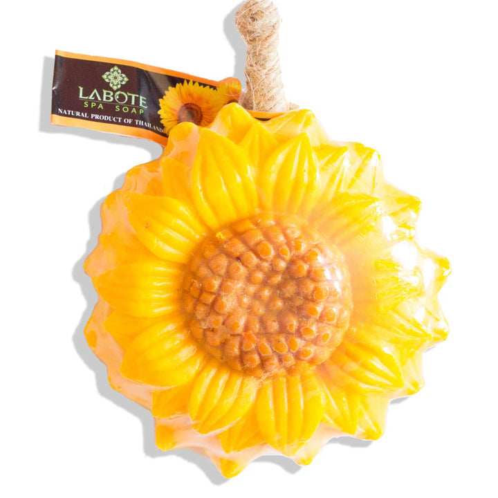LABOTE Handgemachte thailändische Bio Naturseife Sonnenblume mit typischem Duft, 5 Stück, Sonnenblum