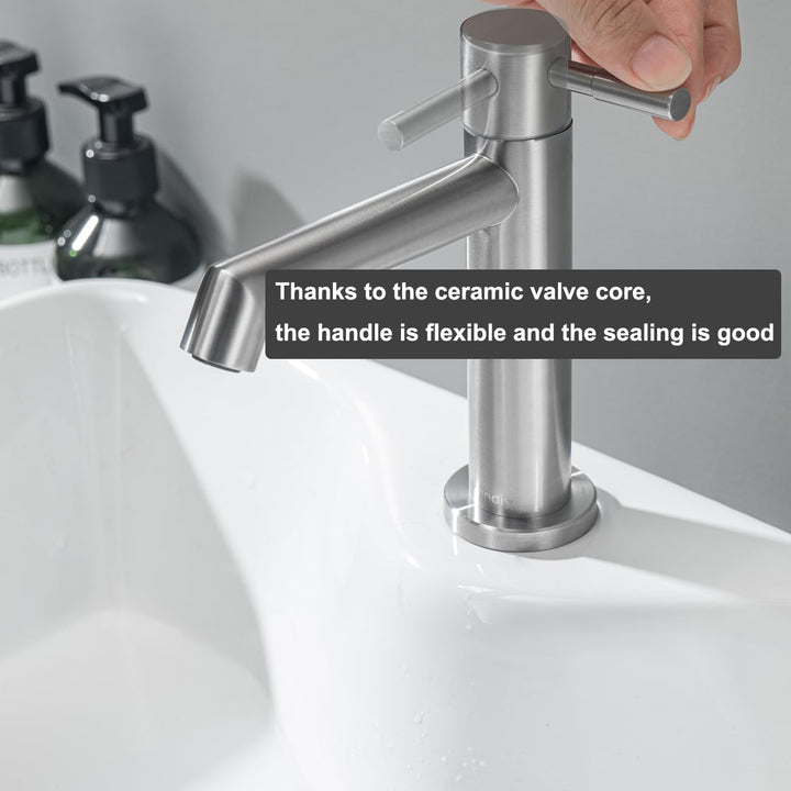 Kaltwasserhahn Gäste WC mit Abnehmbar Bubbler & Anschlussschlauch, Kaltwasserarmatur mit Auslaufhöhe
