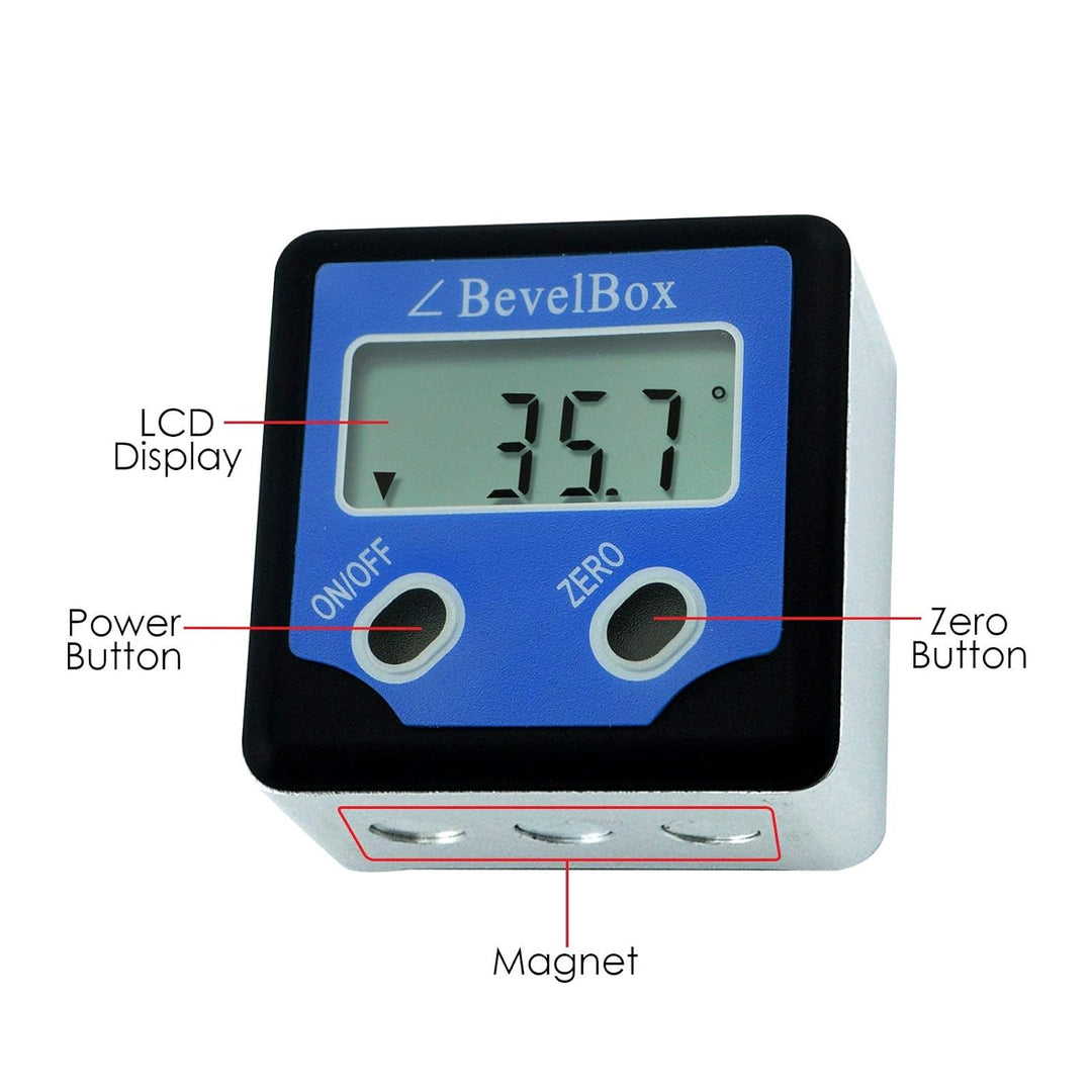 Digitaler LCD Winkelmesser, Winkelmessgerät Magnetfuss Winkelmesswerkzeug Bevel Box Inklinometer IP5