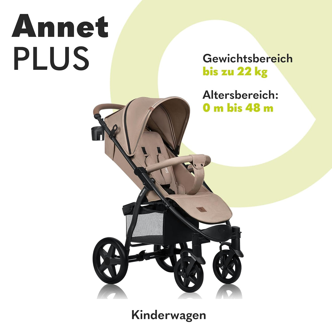 LIONELO Annet Buggy bis 22 kg mit Liegefunktion, Kinderwagen klein zusammenklappbar mit Zubehör, Eva