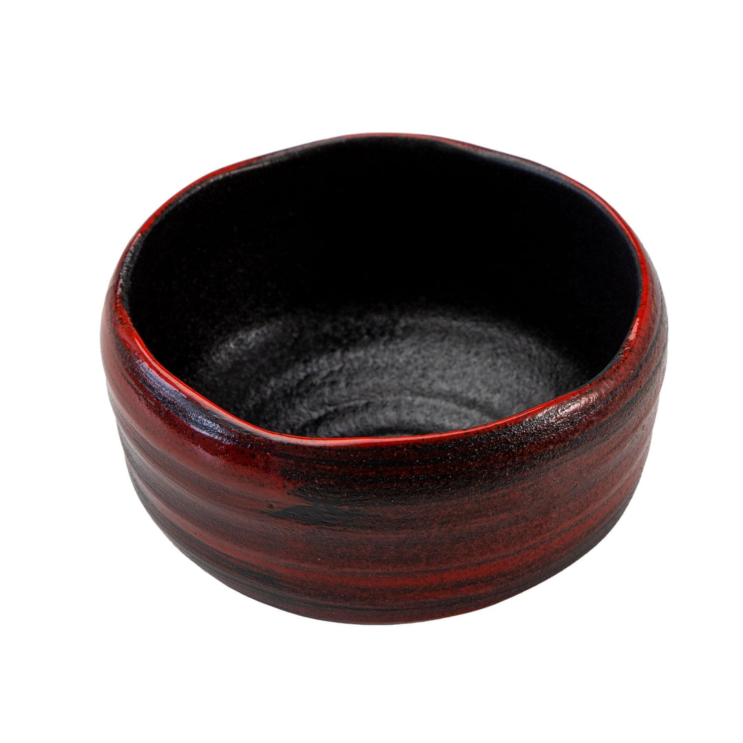 SASUGA Handgefertigte japanische Matcha-Schale, Mino-Ware Steingut Teeschale (Roter Pinselstrich) Ak