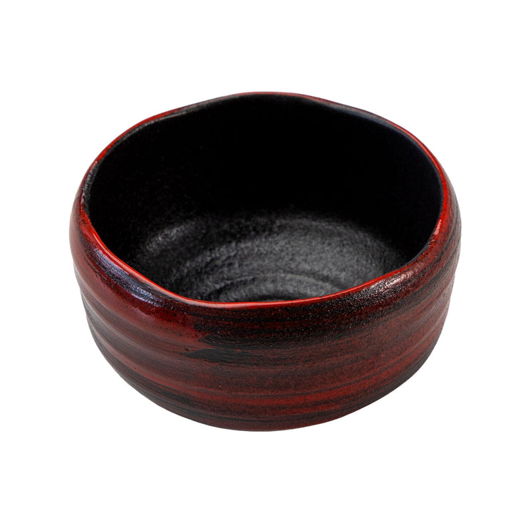 SASUGA Handgefertigte japanische Matcha-Schale, Mino-Ware Steingut Teeschale (Roter Pinselstrich) Ak