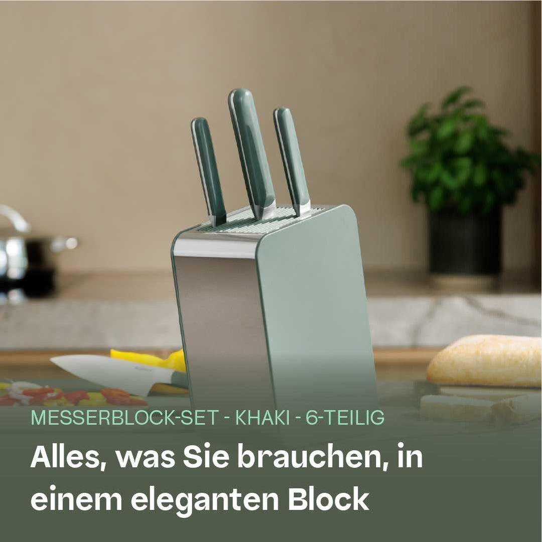 BergHOFF Home Messerblock mit Messer - 6-teilig Messerset mit Block - Küchenmesserset - Küchenmesser