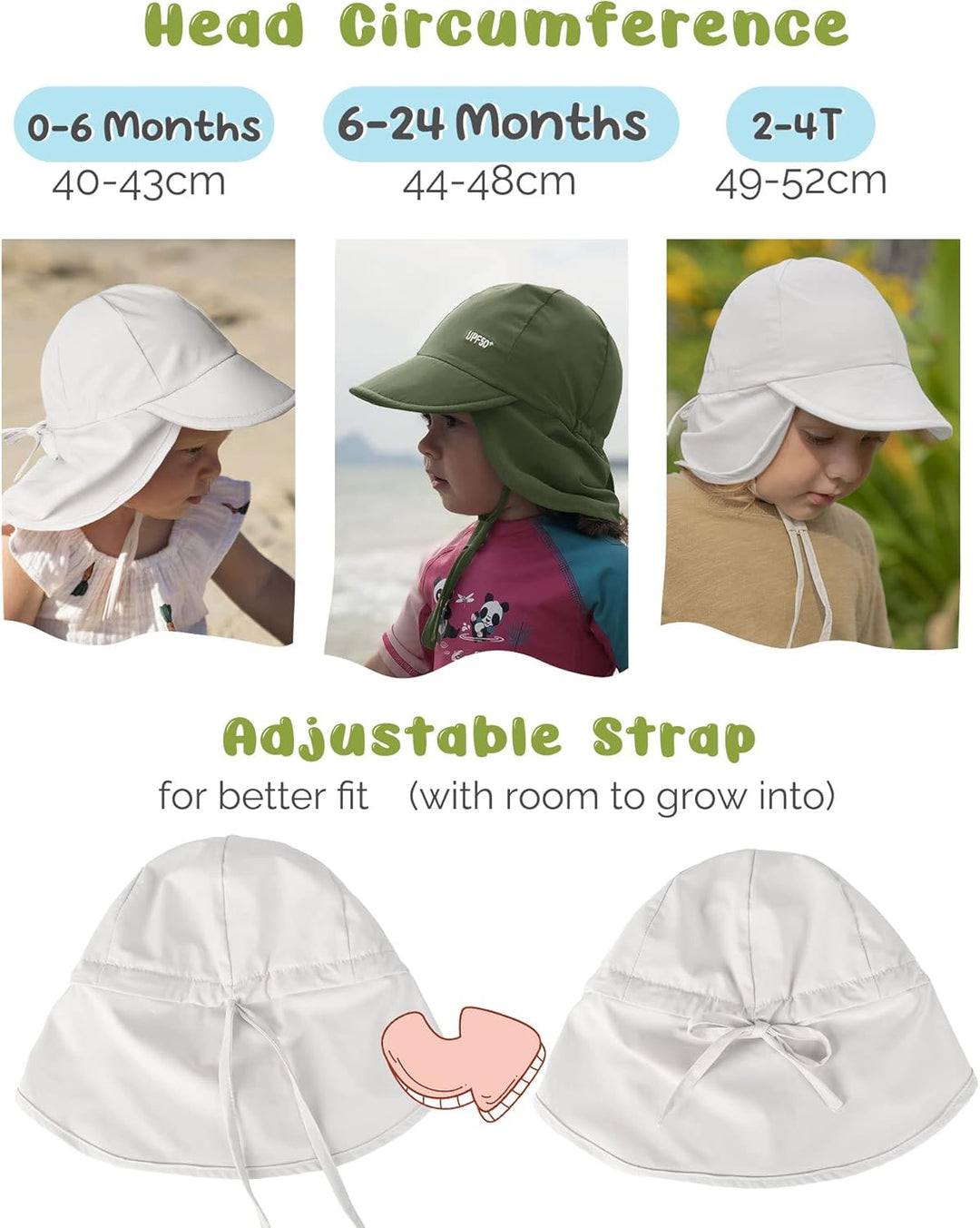 FURTALK Baby Sonnenhut mit Nackenklappe Kleinkind Kinder UPF 50+ Einstellbare Jungen Mädchen UV-Schu