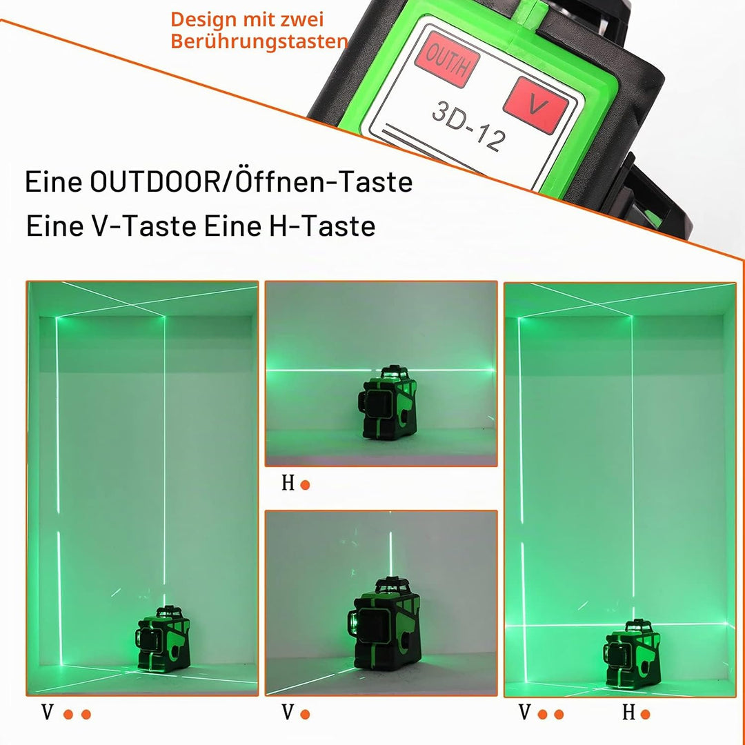 Weytoll Laser Kreuzlinienlaser Mit Stativ - 12 Linien, 4800mAh Selbstnivellierend, Drehbarer Sockel,