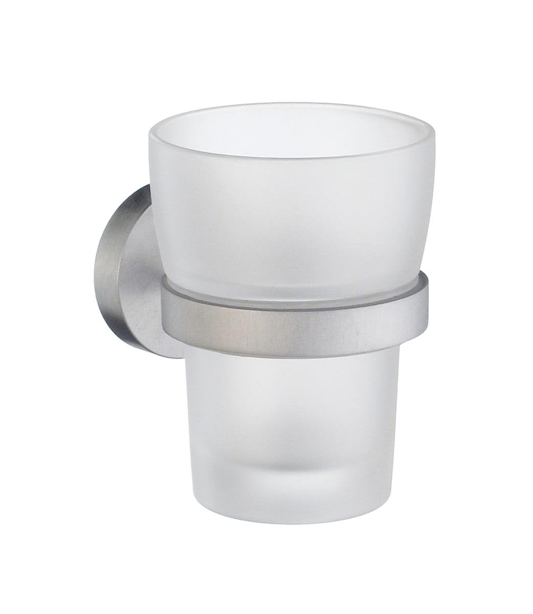 HOME Zahnputzglas mit Wandhalter Messing mattverchromt von Smedbo