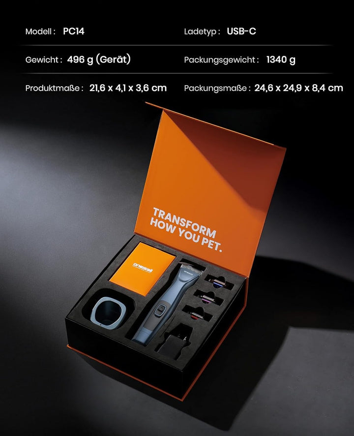 Oneisall Hundeschermaschine profi 1 Akkus, 2-Gang Schermaschine Hund Katze, Hundetrimmer Leise für D