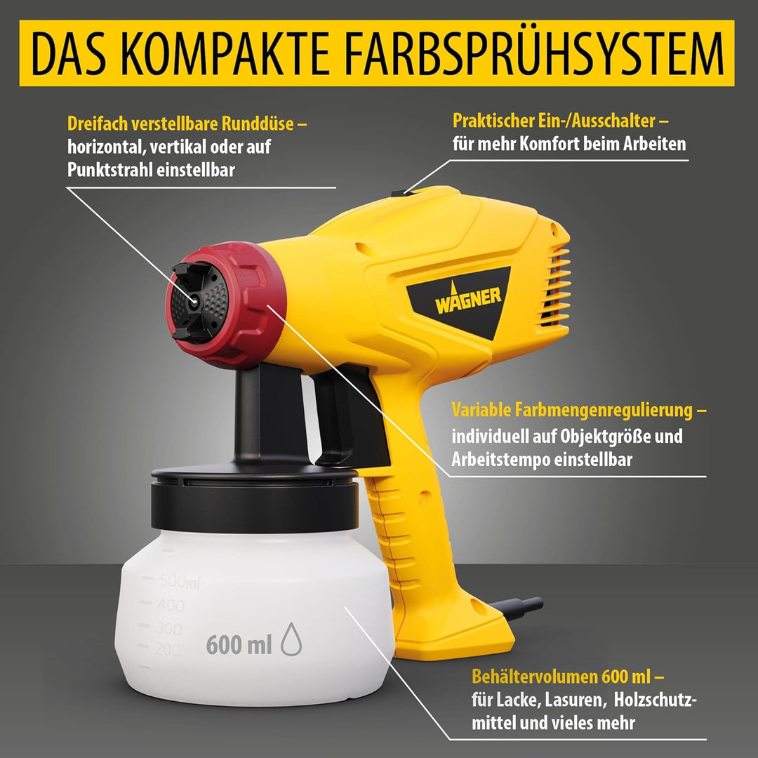 WAGNER Farbsprühsystem Wood&Metal Sprayer W125 für Lacke, Lasuren im Innen- und Aussenbereich, 5m² -