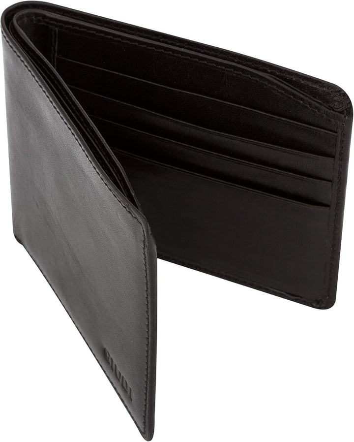 Giudi Herren-Geldbörse, Rindsleder, Mittelgross, Braun (Schwarz), Schwarz