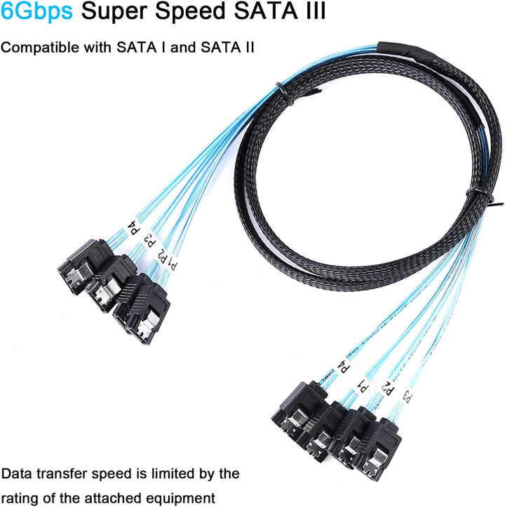 ADCAUDX 1m SATA III Kabel, 4 Stück/Set, SATA-6Gbit/s HDD-SDD Datenkabel Ersatz für Bitcoin Computer,