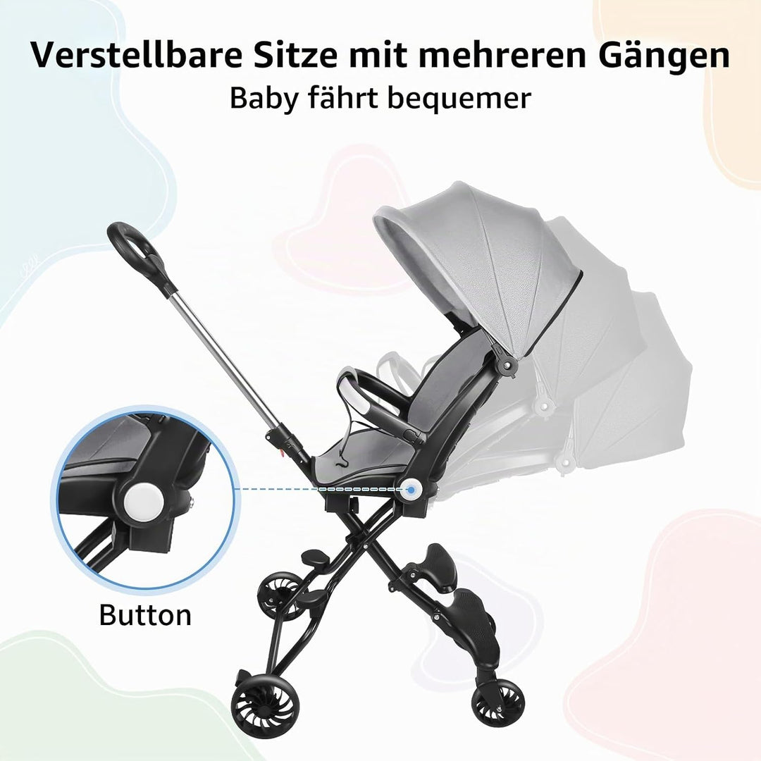 OHMG Kinderwagen für Babys, ultraleicht, kompakt, faltbar, von Geburt bis 25 kg, mit Trolley-System,