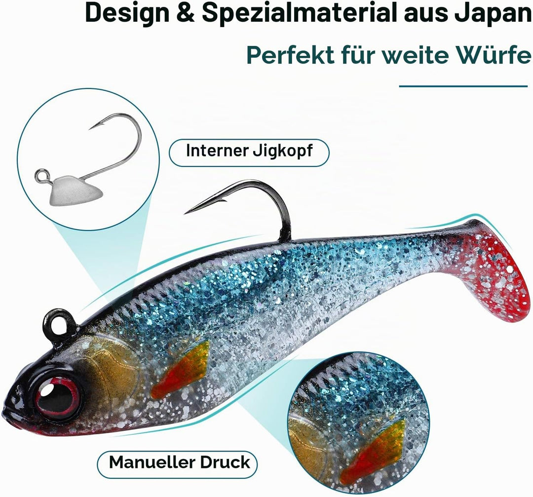 TRUSCEND Gummifische Angelköder für Forelle Zander & Barsch, Kunstköder Angelausrüstung Gummiköder A