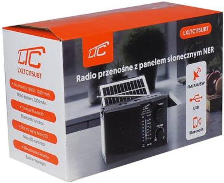 LTC LXLTC115UBT NER Tragbares Radio mit Solarpanel,Teleskopantenne und Bluetooth-Konnektivität, FM/A