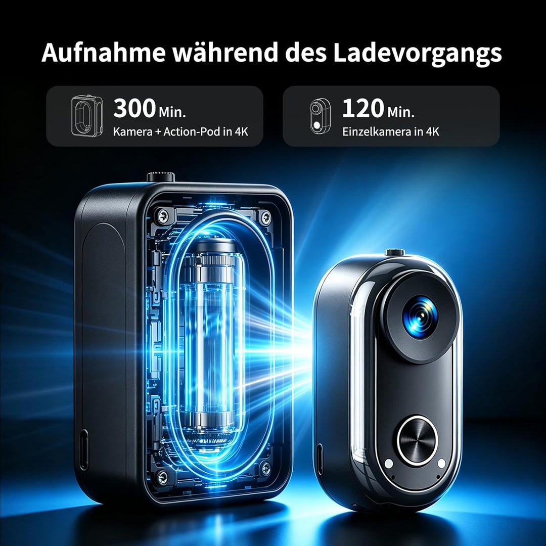 4K Mini Körperkamera Bodycam Vlog Kamera, WiFi Mini Action Cam POV-Aufnahme, 30M Unterwasserkamera,
