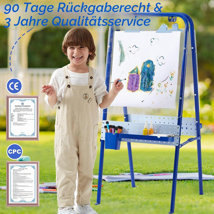 FUNLIO Faltbare Outdoor-Staffelei für Kinder ab 3 Jahren, doppelseitige Kleinkind-Staffelei mit 2 Ac