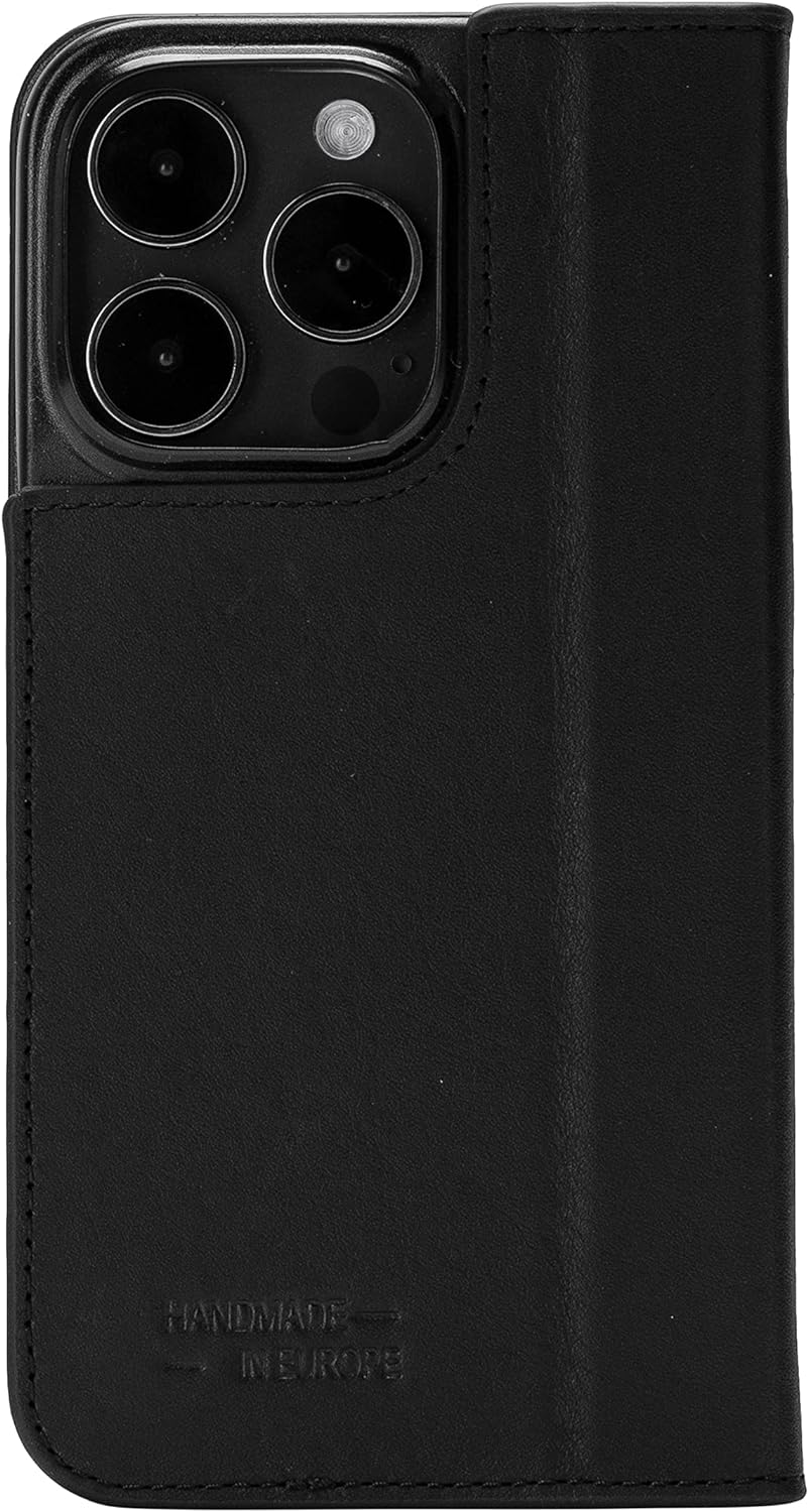 JT Berlin Echtleder BookCase Tegel | Apple iPhone 15 Pro | schwarz | 11002