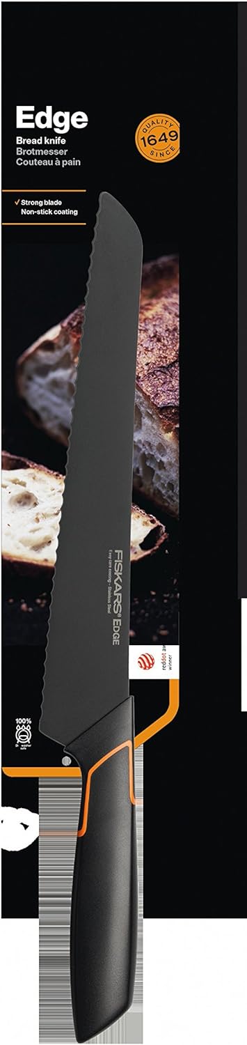 Fiskars Brotmesser, Modernes Design, Gesamtlänge: 35 cm, Qualitätsstahl/Kunststoff, Edge, 1003093 23