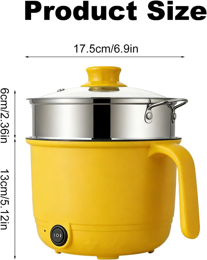 Elektrischer Hot Pot, 1,3l Elektrischer Kochtopf, 600w 220v Hot Pot Ramen Cooker Mit Dampfgarer Aus