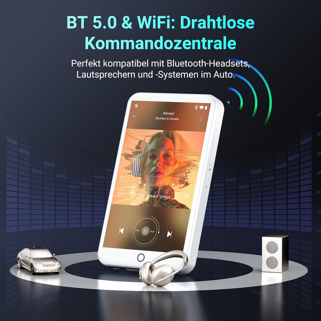 32GB MP3 Player with Bluetooth, WLAN und 4 Inch Touchscreen, White White 32, White 32