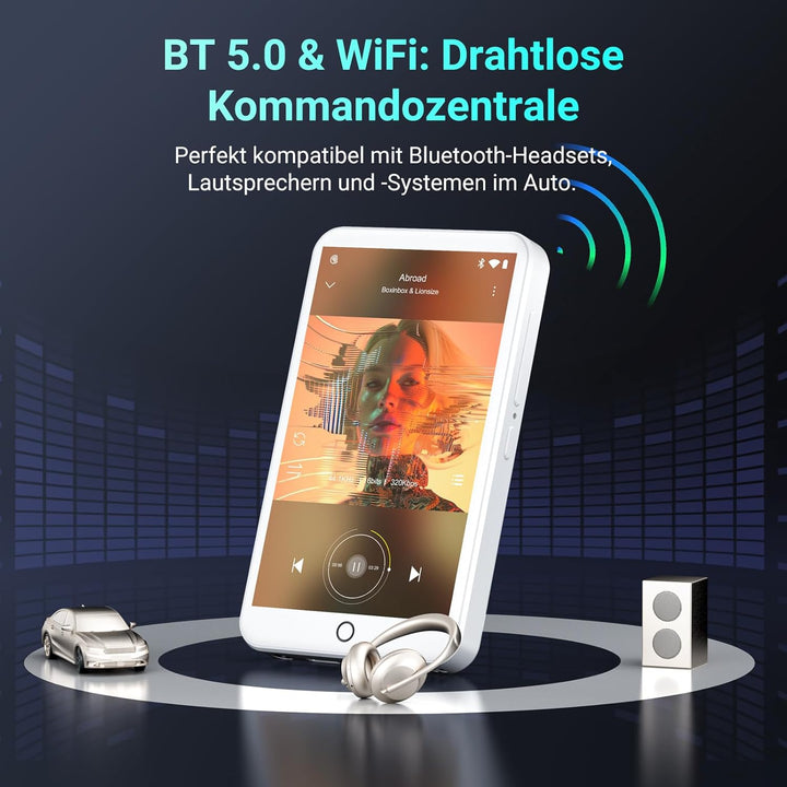 32GB MP3 Player with Bluetooth, WLAN und 4 Inch Touchscreen, White White 32, White 32