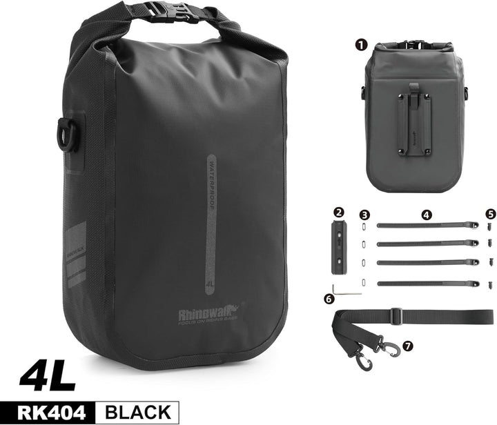 Rhinowalk Fahrrad Gepäckträgertasche Wasserdicht 4/6L Vorne Fahrradtasche für Gepäckträger mit Schul