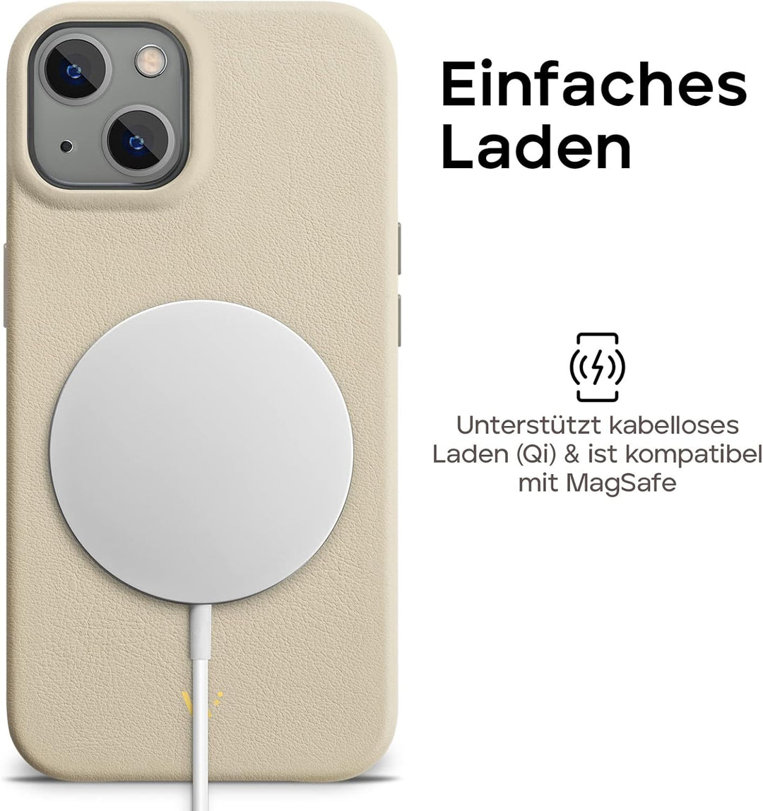 WIIUKA Hülle für iPhone 13 Mini, Leder aus Deutschland, Lederhülle extra Dünn, Premium Handyhülle, C