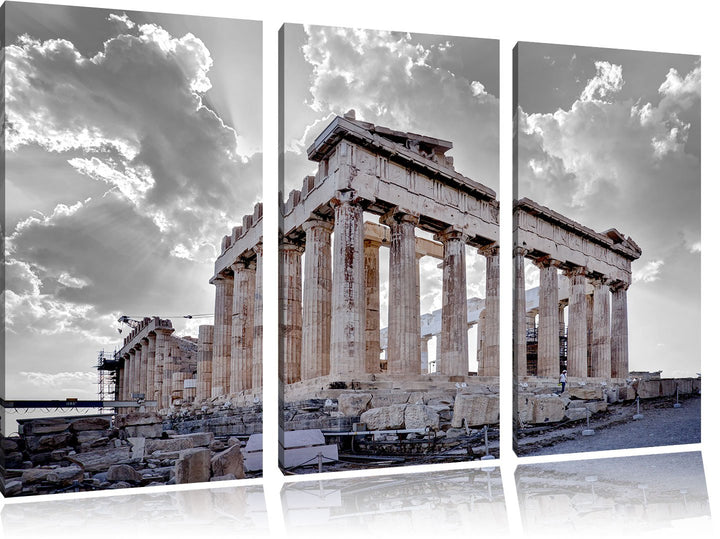 Pixxprint Propyläe von Akropolis in Athen als Leinwandbild/Grösse: 3 Teilig (120x80 cm) cm/Wandbild/