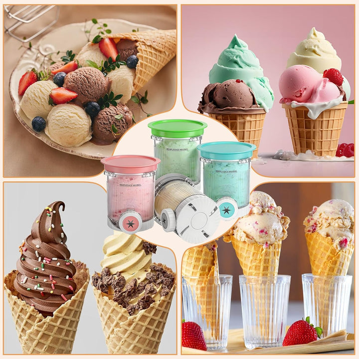 Hejo 4 Stück Behälter für Ninja Swirl CREAMi, 480ml Eisbehälter für NC700EU NC701EU-Serie, Eiscreme