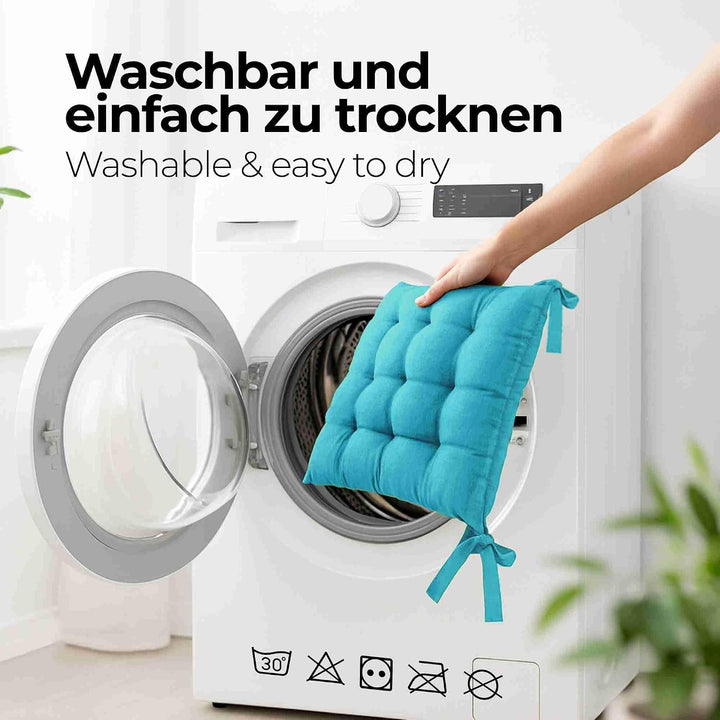 etérea Sitzkissen Stuhl 40x40 2er Set innen - Stuhlkissen Türkis - Sitzauflage Stuhl, Gartenstuhl, I