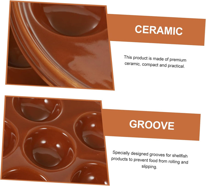 Cabilock Multitools 2 Stücke Schneckenpfanne Keramik Schneckenteller 6 L?Cher Escargot Pan Schnecken