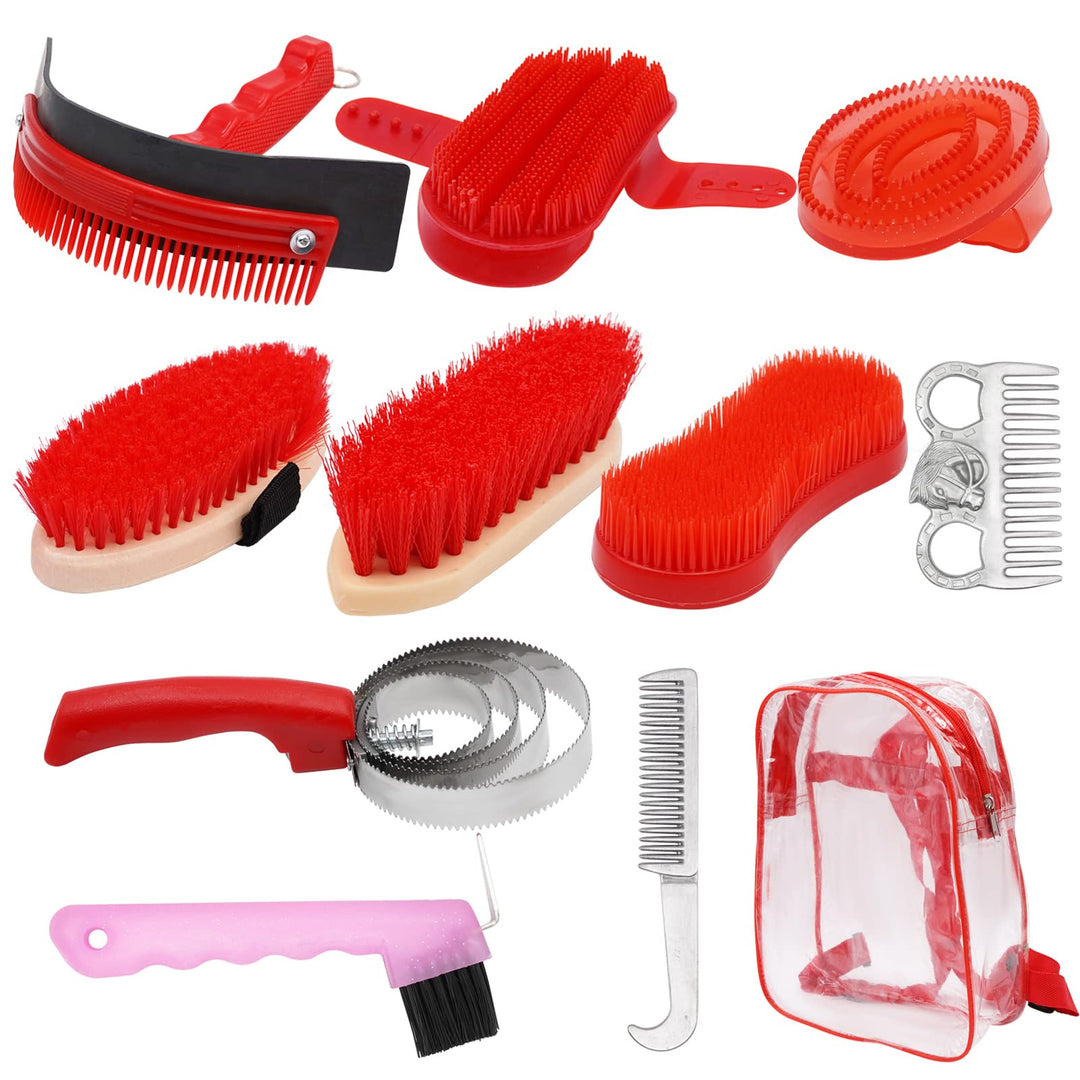 MUALROUS Pferdepflege-Kits 10-TLG Pferdereinigungs Set Pferdebürsten-Set Brush Putzzeug für Pferde S