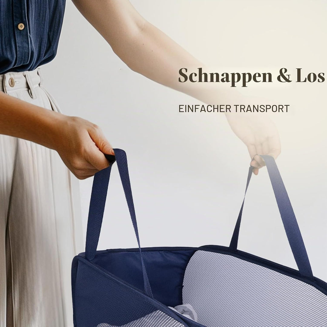 Pop Up Wäschekorb 2 Stk (36 * 36 * 58 cm), Klappbar Mit Griff, Faltbarer Mesh Aufbewahrungskorb, Lau