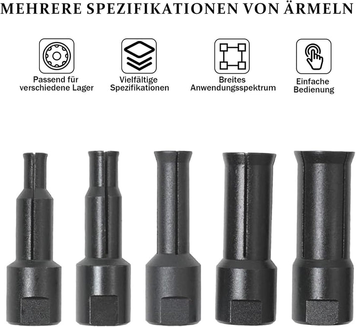 Motorrad Lagerabzieher Innenlager Werkzeug: 9-23 mm mit 5 Spannzangen + Tragbarer Koffer für Kugella