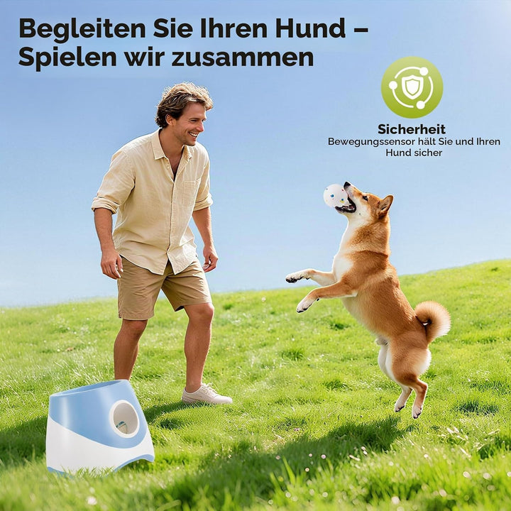 Ballwurfmaschine für Hunde,Mit 6 Tennisbälle,Mit 3 Distanzstufen,Wiederaufladbarem,Ballwurfmaschine
