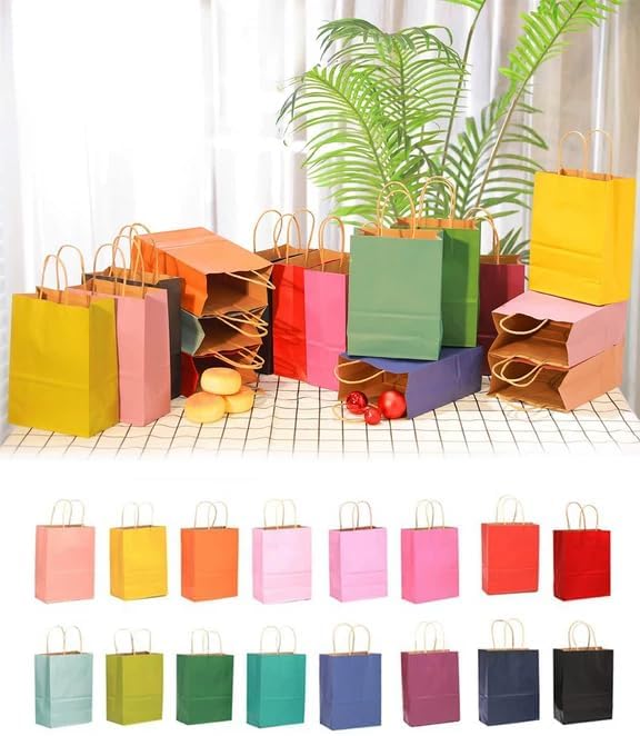 Gcardist Grosse 32Pcs Kraftbeutel Mit Griffen 33x26x13cm Geschenktaschen 16 Verschiedene Senior Farb