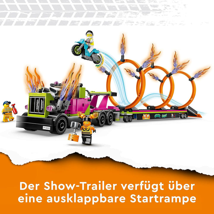 LEGO 60357 City Stuntz Stunttruck mit Feuerreifen-Challenge, mit schwungradbetriebenem Motorradspiel