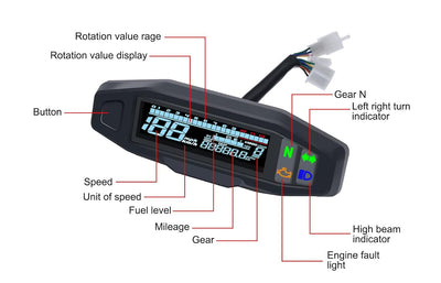 KAOLALI Universal-Digital-Tachometer für Motorrad, mit LCD-Display, Vergaser, Kilometerzähler mit Se