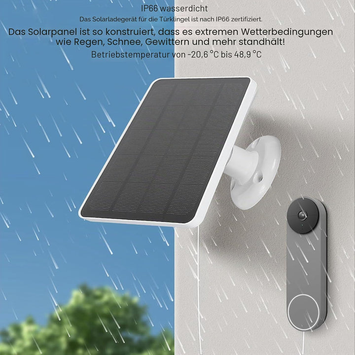 Solarpanel für Türklingelkamera, 10 W Solarpanel Ladegerät für Nest/Eufy Doorbell 2K Kamera, Video T
