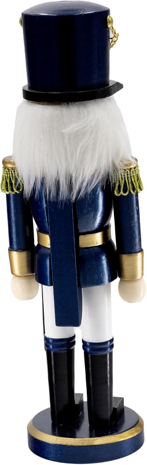 Kaladia Deko Nussknacker Figur Soldat aus Holz – Höhe: 38 cm – moderner Weihnachtsnussknacker in Bla