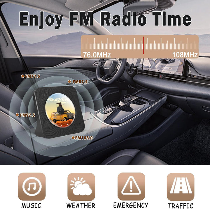 Tragbarer CD-Player Akku 4000mAh, Bluetooth CD-Player für das Auto, Kinder-Musikplayer mit Lautsprec
