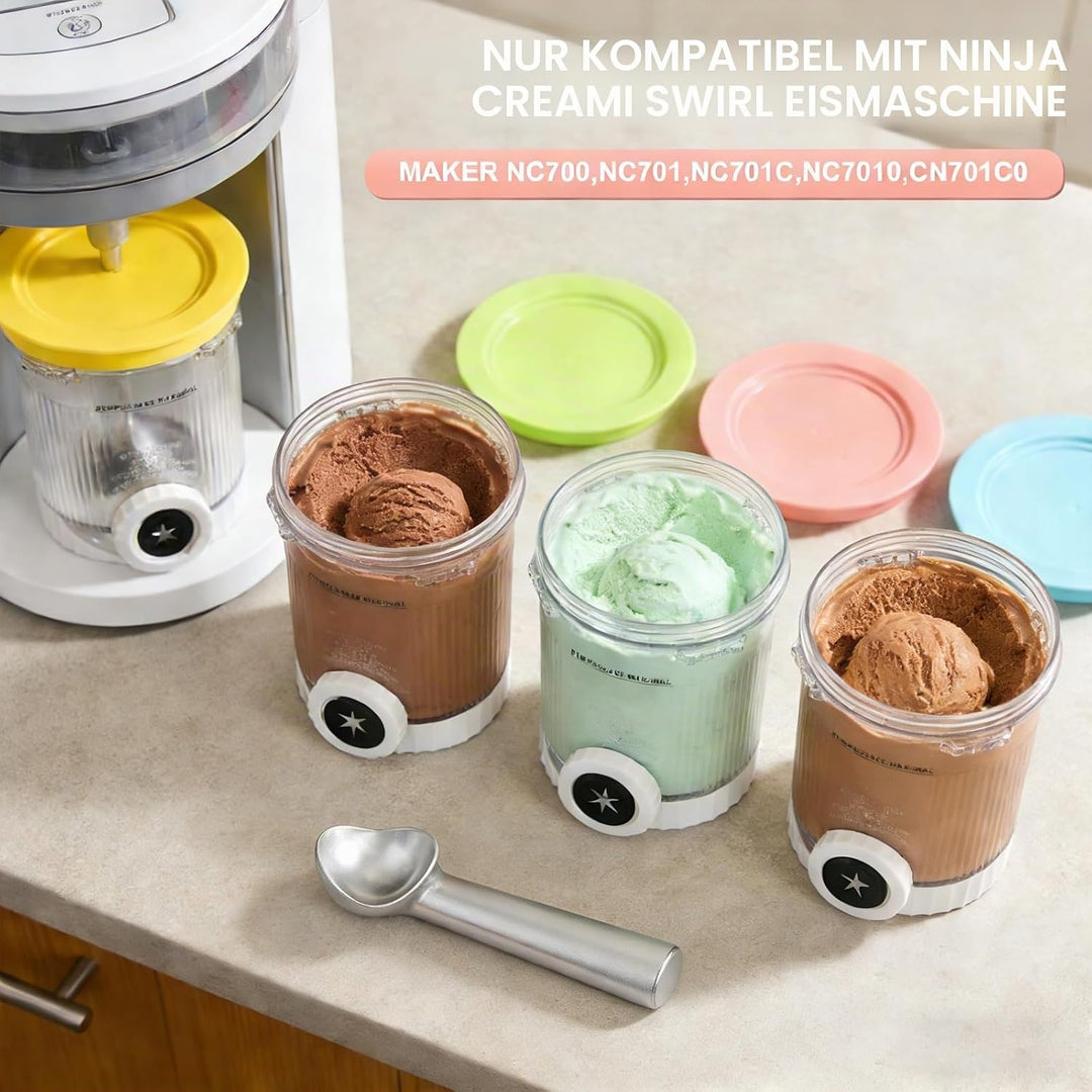 4er-Ninja Creami Swirl - Pack Behälter für Ninja Creami Swirl Pints und Deckel, Eisbehälter Ko