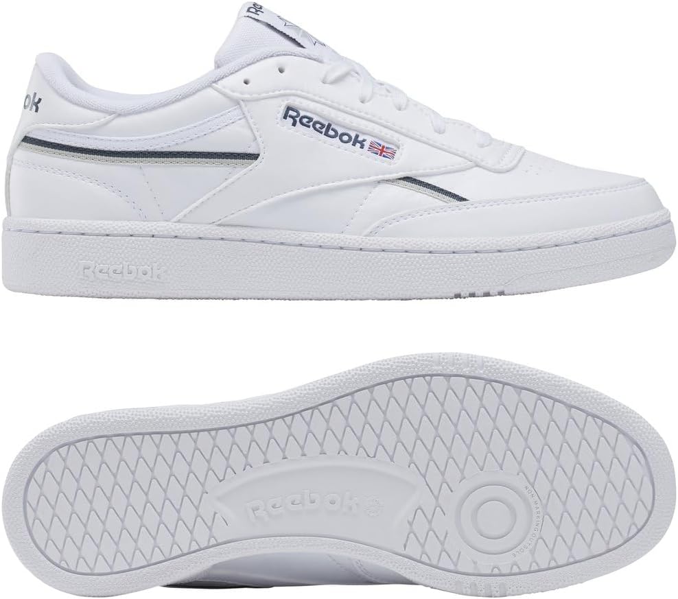 Reebok Herren Club C 85 Vegan Sneaker, Ftwr Weiã E Reifen Blau F23 Stahlnebel F23