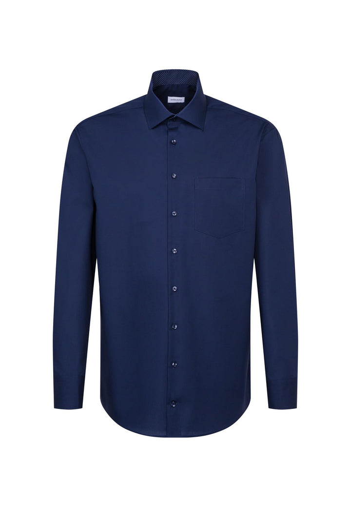 Seidensticker Herren Men Regular Patch Longsleeve Hemd (1er Pack) 38 Dunkelblau(193690), 38 Dunkelbl