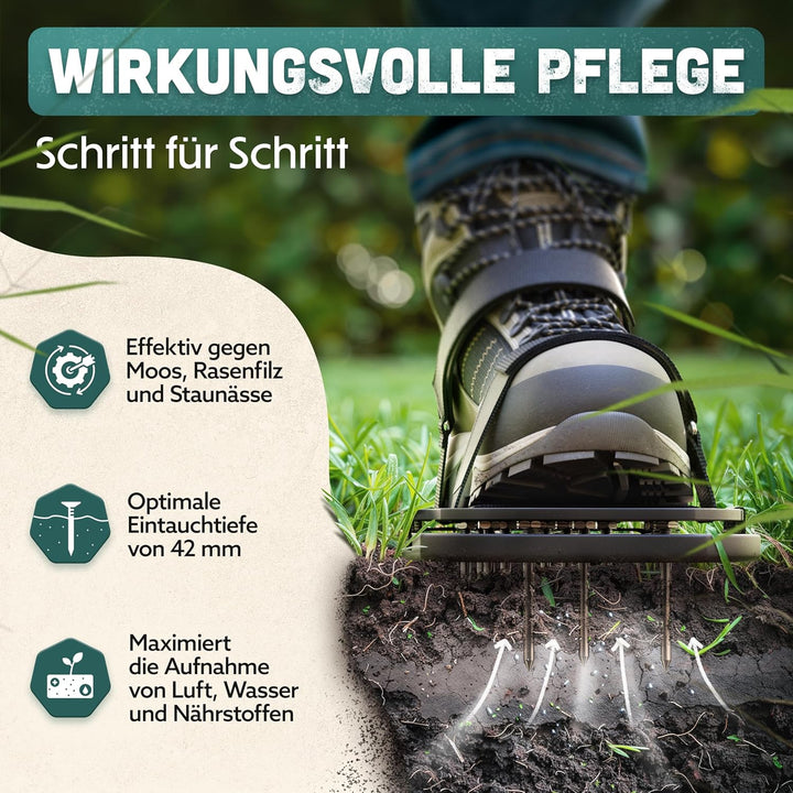 RASENKÖNIG Nagelschuhe Pro | Rasenlüfter Schuhe + Estrichschuhe | Rasenbelüfter Vertikutierer und Ae