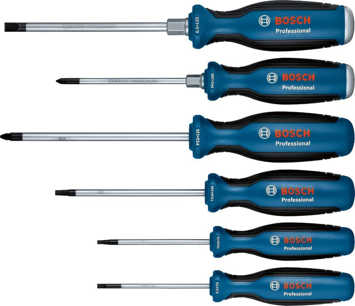 Bosch Professional Schraubendreher-Set, 6-teilig (inkl. Phillips, Schlitz, Torx und Pozidriv, in Kar