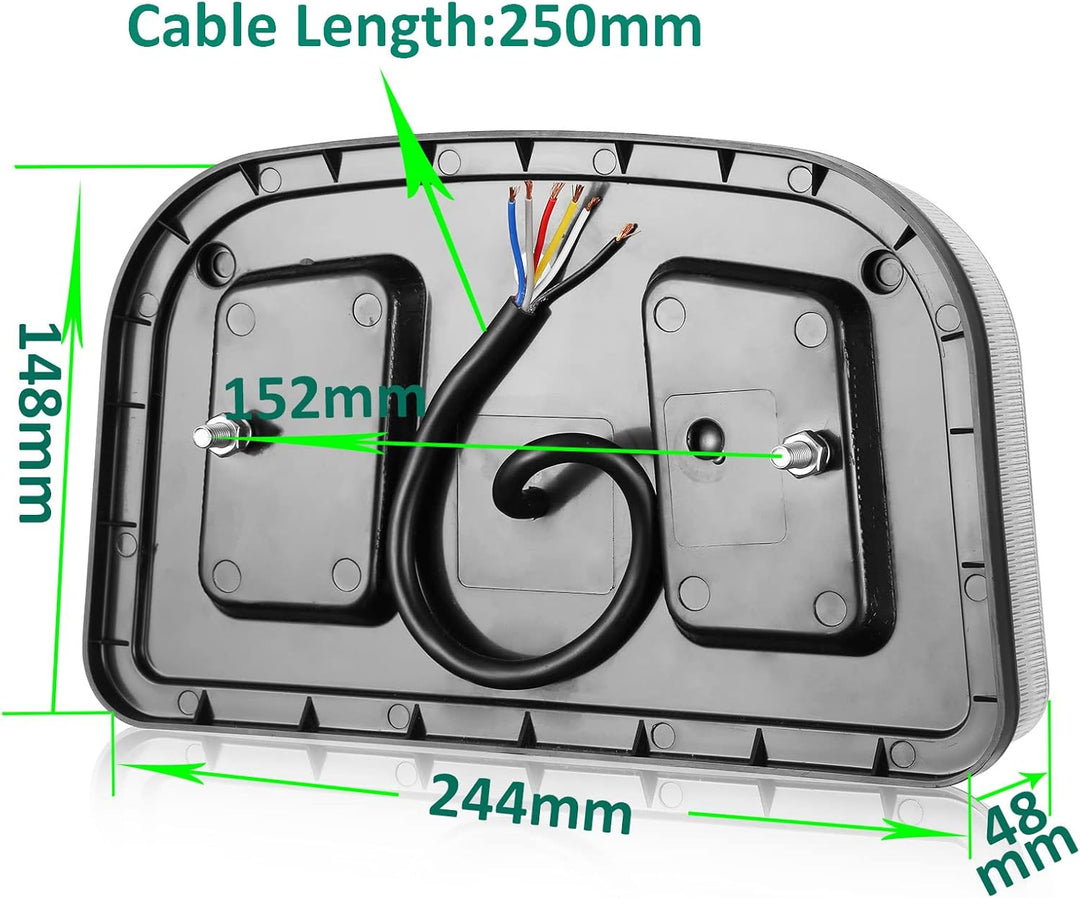 DARKGUARD Rückleuchten Satz für Anhänger Led 12/24V, 7Funktion 2pcs Rücklicht Anhänger mit E Prüfzei