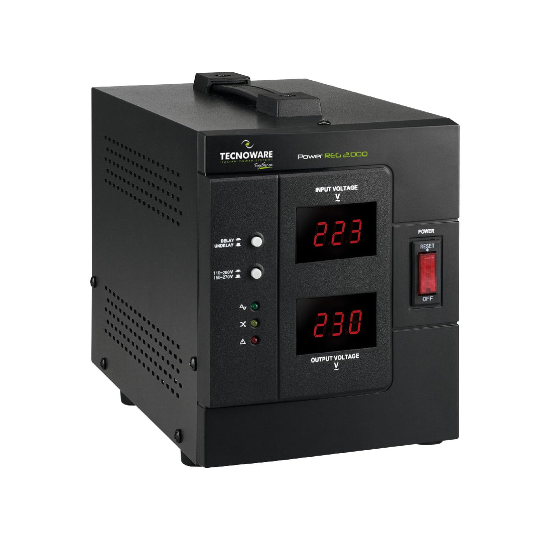 Tecnoware Power Reg 2000VA - Einphasiger Elektronischer Stabilisator - Stabilisierung ±6% - Kabelein