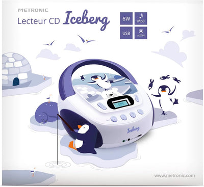 Metronic Iceberg 477179 CD-MP3-Player für Kinder, USB-Port und Audio-Eingang, Kopfhörerausgang, blau