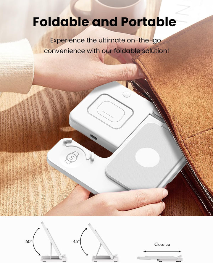 GEEKERA Induktive Ladestation für Samsung, 3 in 1 Faltbare Wireless Charger für Samsung S25/S24/S23/