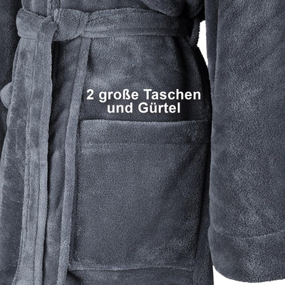Gräfenstayn® Damen & Herren Kuschelfleece Bademantel mit Kapuze Grösse S-XXXL mit Öko-Tex Standard 1